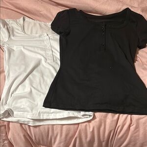 Black and White SHEIN Buttoned Women's Tops, S